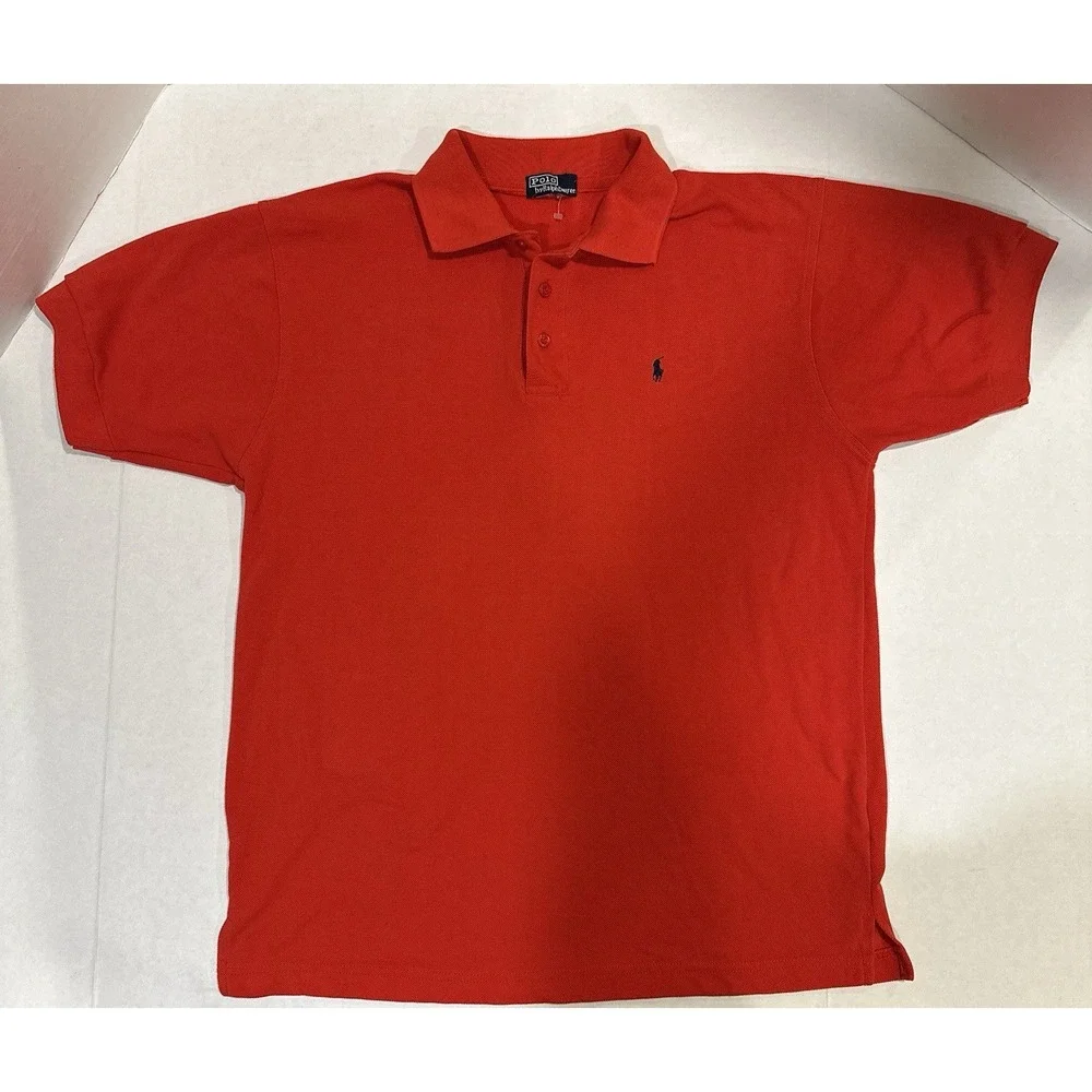 Polo Ralph Lauren Polo Shirt Men's Size Large Red Short Sleeve Blue Horse